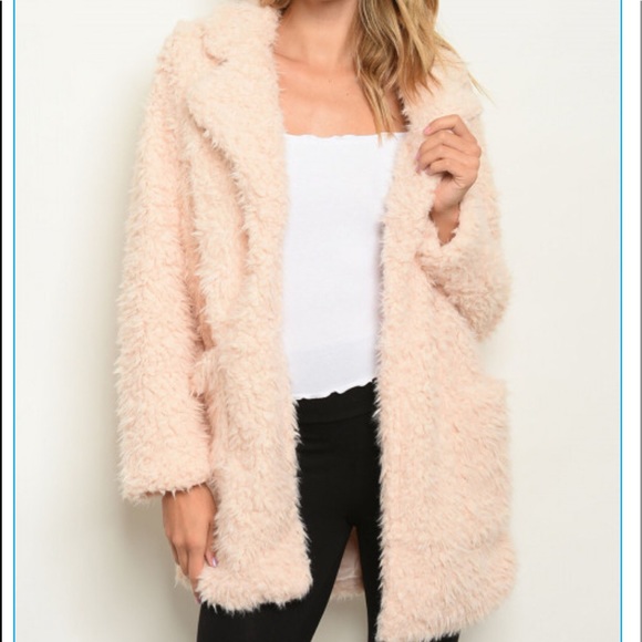1 left🆕 Soft Blush Shaggy Teddy Bear Cozy Coat - Picture 4 of 6